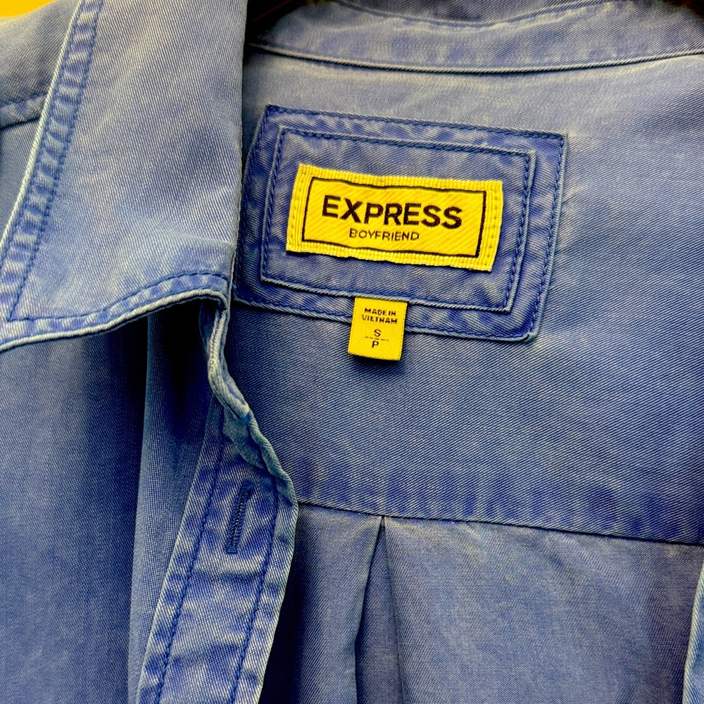 Express Sky Blue Boyfriend Shirt